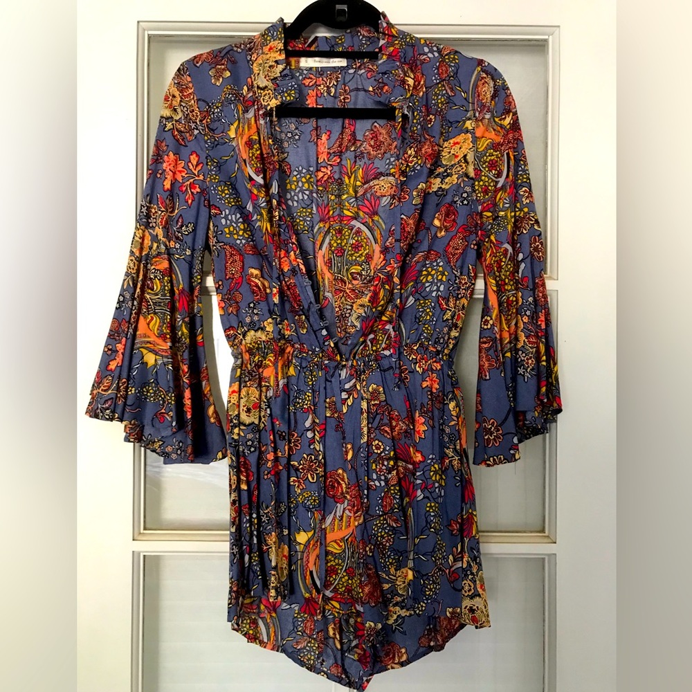 Here Comes The Sun, Romper, Floral purple/blue